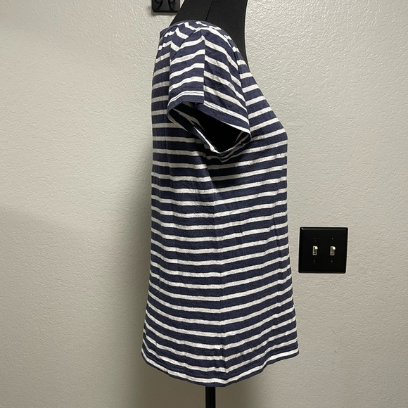 Hollister Blue & White Stripe VNeck Short Sleeve Top Large - Picture 6 of 6